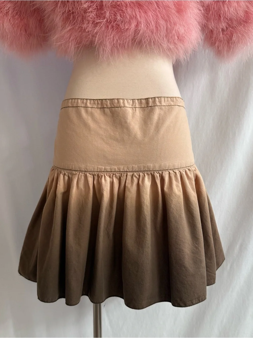 Beaded Embellished Tan-to-Brown Ombre Skirt
